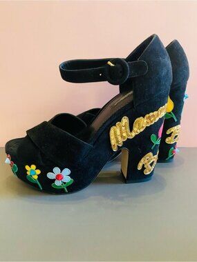 Dolce & Gabbana Black Suede Sandals NWT Original Box and Dust Cover